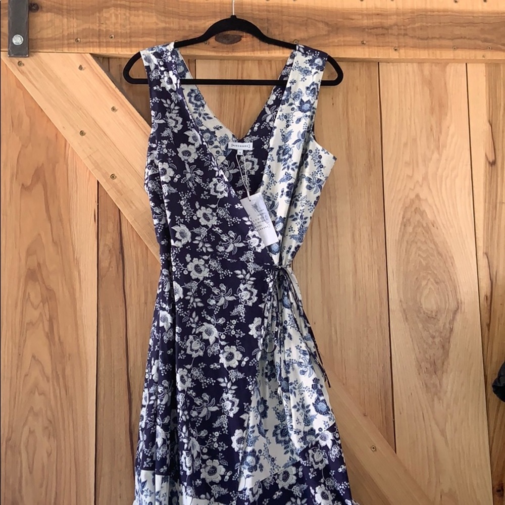 Warehouse Mid Length Floral Wrap Dress